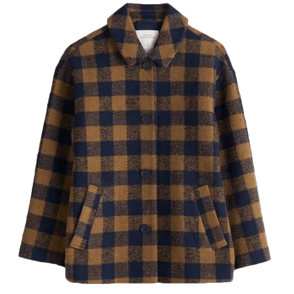 Seasalt Beamwind Bold Check Wool Blend Coat